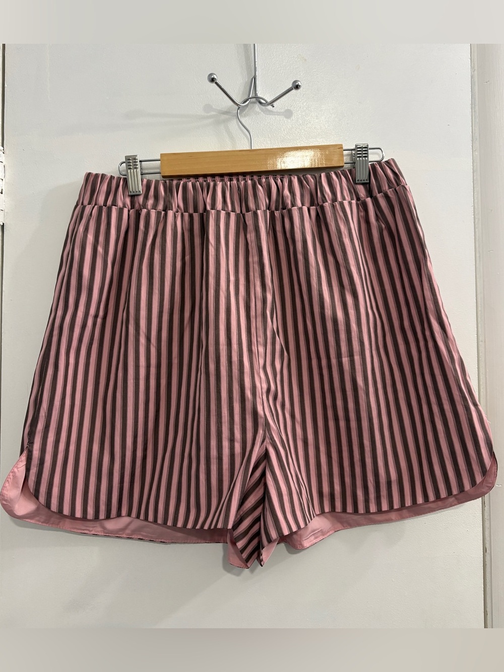 Glamorous Pink and Black Vertical Stripe Athletic Shorts